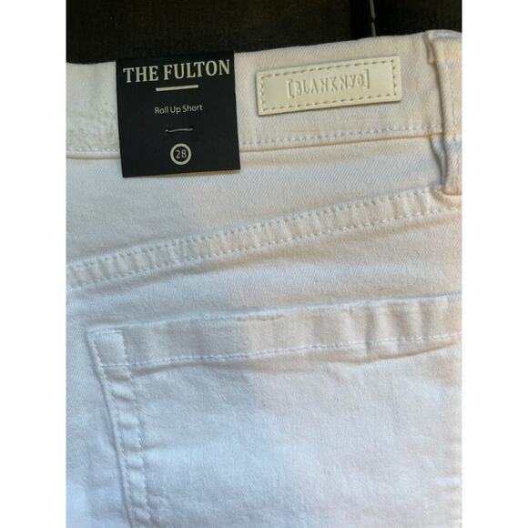 BlankNYC The Fulton Boyfriend Distressed Denim Roll Up Short Vodka Soda White 28 - Picture 4 of 10
